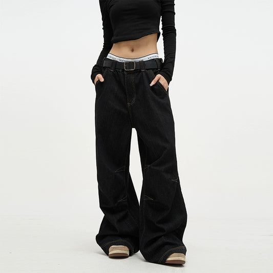 RT No. 18704 BLACK RAW DENIM STRAIGHT JEANS