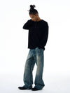 RT No. 19568 WASHED BLUE DENIM STRAIGHT JEANS