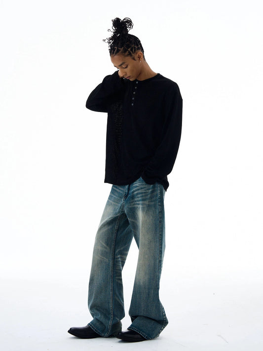 RT No. 19568 WASHED BLUE DENIM STRAIGHT JEANS
