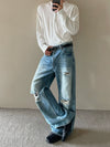 RT No. 50251 RIPPED STRAIGHT DENIM JEANS