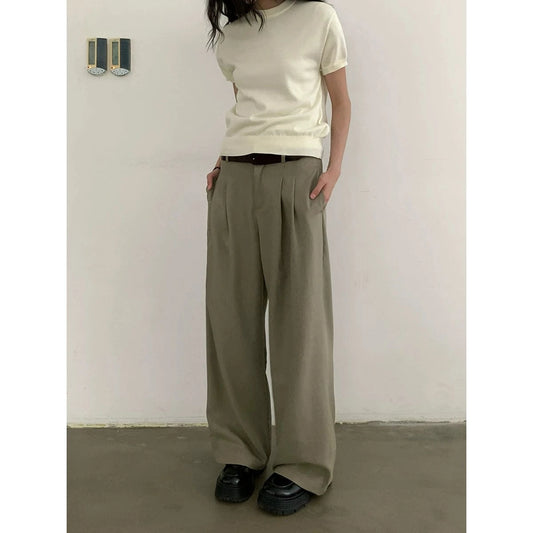 RT No. 18838 DOUBLE PLEATED CASUAL STRAIGHT PANTS