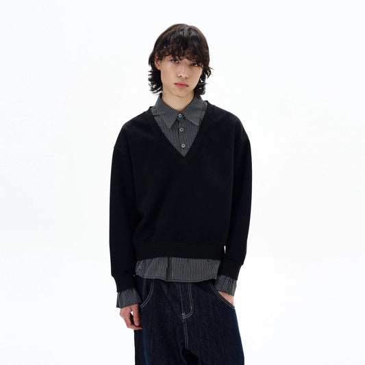 RT No. 29001 TWO PIECE V-NECK (BUTTON-UP SHIRT) SWEATER