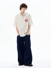 RT No. 19574 PLEATED BAGGY STRAIGHT DENIM JEANS