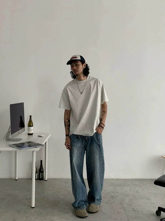 RT No. 18812 WASHED BLUE WIDE BAGGY JEANS
