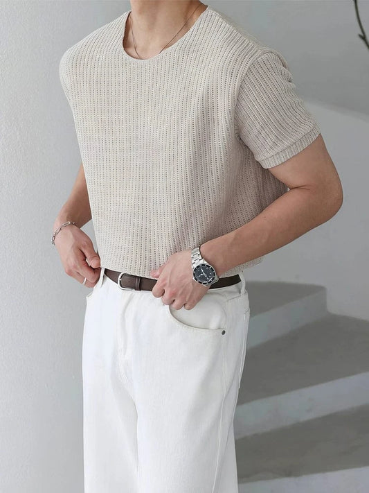 RT No. 18152 CREAM KNIT SHORT SLEEVE