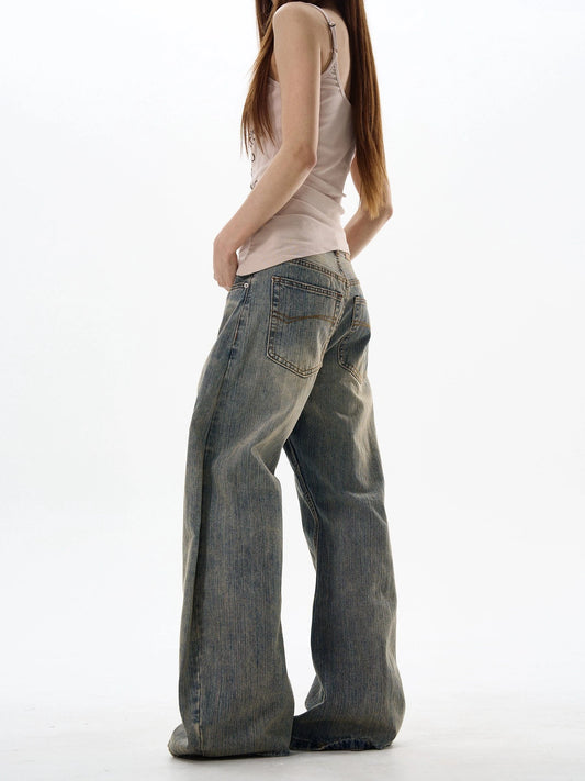 RT No. 18041 WASHED BLUE DENIM STRAIGHT JEANS