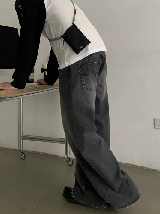 RT No. 18823 DARK GRAY BAGGY STRAIGHT JEANS