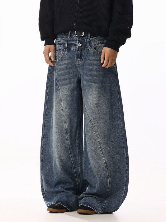 RT No. 58043 RECONSTRUCTED SCIMITAR WIDE DENIM JEANS