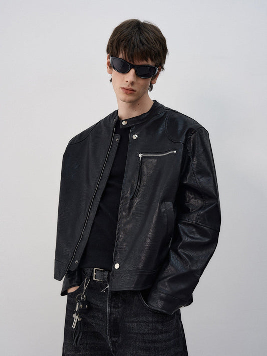 RT No. 50514 BOXY LEATHER BIKER JACKET
