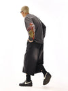 RT No. 13010 WASHED BLACK DENIM SHORT JEANS