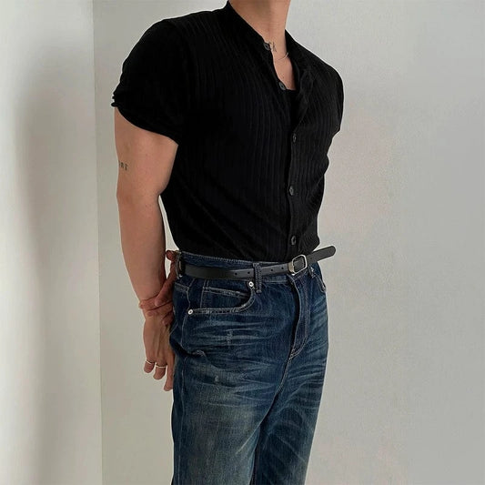 RT No. 19007 BUTTON-UP HENRY COLLAR SHORT SLEEVE