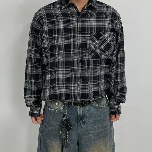 RT No. 40007 PLAID CROP SHIRT