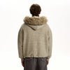 RT No. 40702 FUR COLLAR STIPED ZIPPER HOODIE