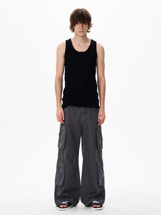 RT No. 18142 MULTI-POCKET CARGO STRAIGHT PANTS