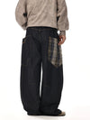 RT No. 12126 BLACK PLAID WORKWEAR BAGGY JEANS