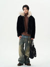 RT No. 12218 BLACK FUR ZIP-UP HOODIE