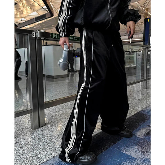 RT No. 12679 BLACK STRIPED ZIP-UP SWEATER & SPORT PANTS