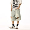 RT No. 13001 LIGHT BLUE RIPPED DENIM SHORTS