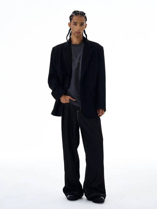 RT No. 19562 PLEATED BLACK FLARE JEANS