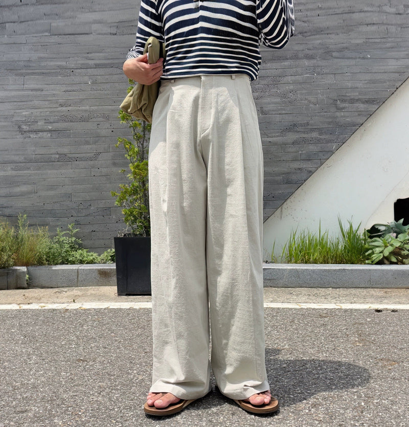 RT No. 11886 FOLDED PLEATED STRAIGHT PANTS