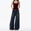 RT No. 18146 WASHED DARK BLUE DENIM STRAIGHT JEANS