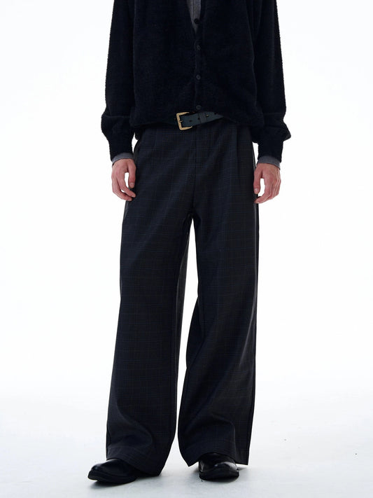 RT No. 20019 PLAID STRAIGHT PANTS