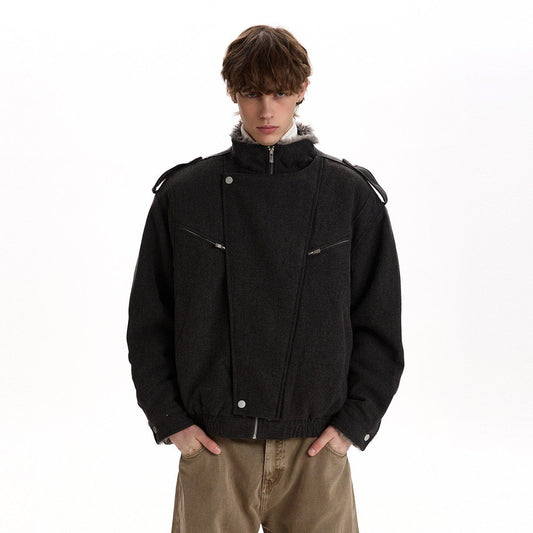 RT No. 58023 WOOLEN TRENCH FUR COLLAR JACKET