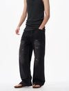 RT No. 18145 DARK GRAY DISTRESSED STRAIGHT JEANS