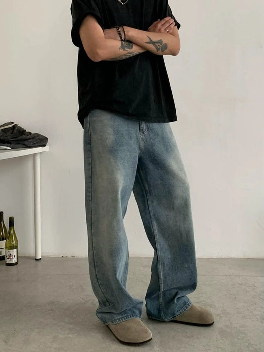 RT No. 18737 WASHED BLUE DENIM STRAIGHT JEANS