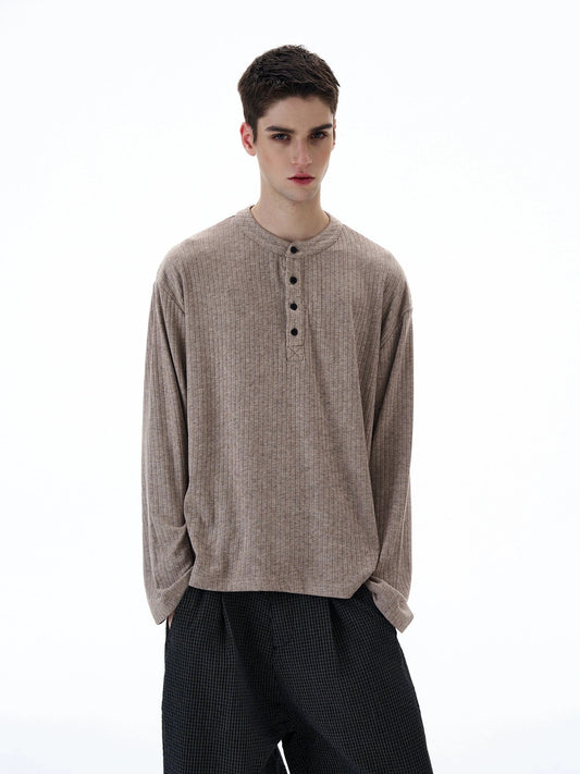 RT No. 20038 RIBBED HENRY COLLAR LONGSLEEVE