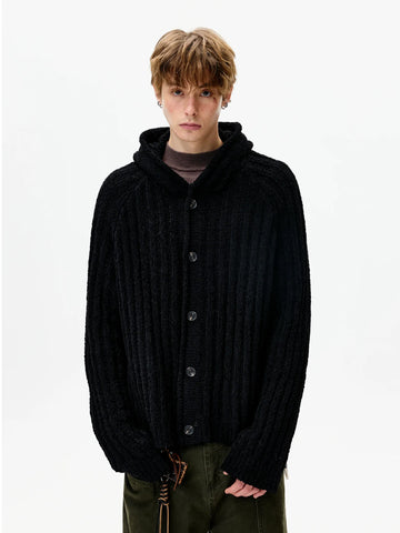 RT No. 50264 KNITWEAR BUTTON-UP HOODIE