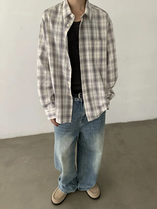 RT No. 29164 WHITE PLAID BUTTON-UP SHIRT