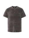 RT No. 18055 GRAY KNIT HENRY COLLAR SHORT SLEEVE