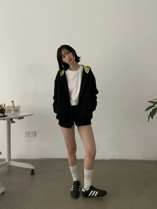 RT No. 29156 CONTRAST ZIP HOODIE