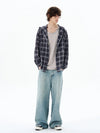RT No. 18513 PLAID HOODED SHIRT