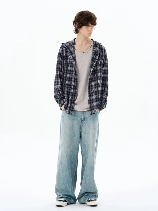 RT No. 18513 PLAID HOODED SHIRT