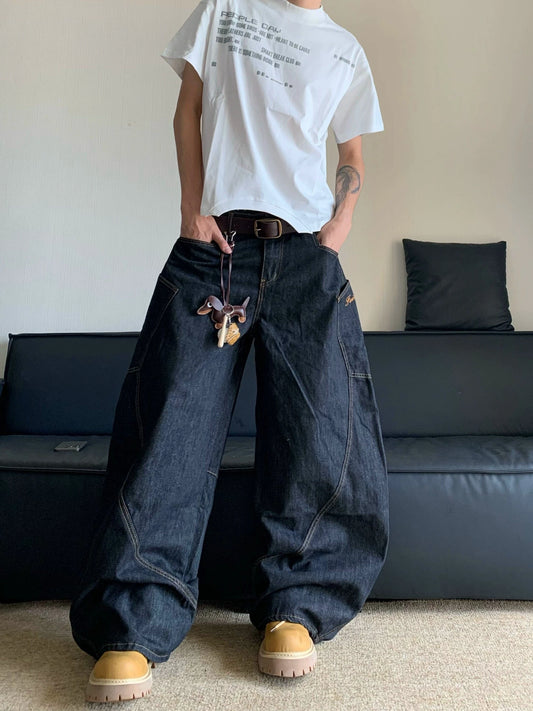 RT No. 18007 BLACK SCIMITAR WIDE JEANS