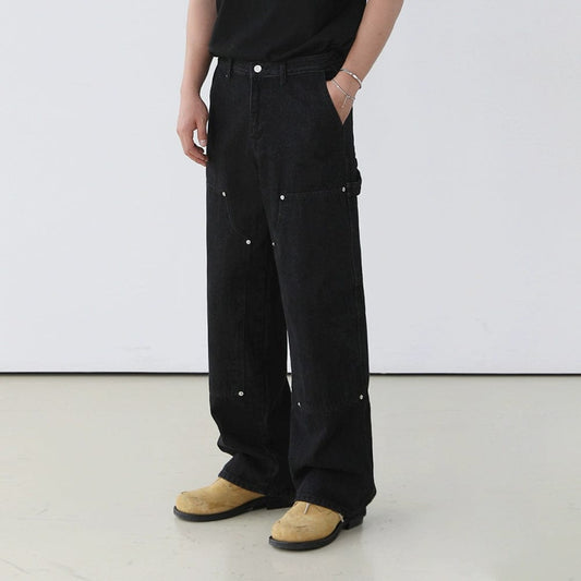 RT No. 11271 BLACK CARPENTER STRAIGHT PANTS