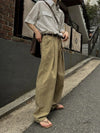 RT No. 18277 PLEATED DRAPE STRAIGHT PANTS