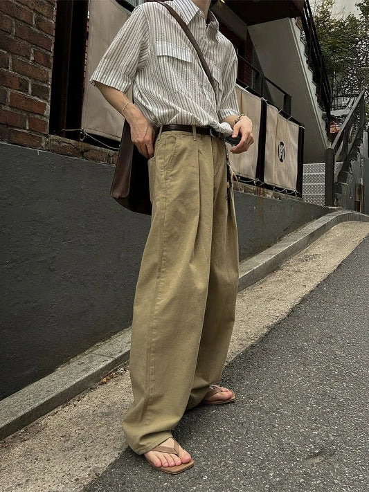 RT No. 18277 PLEATED DRAPE STRAIGHT PANTS