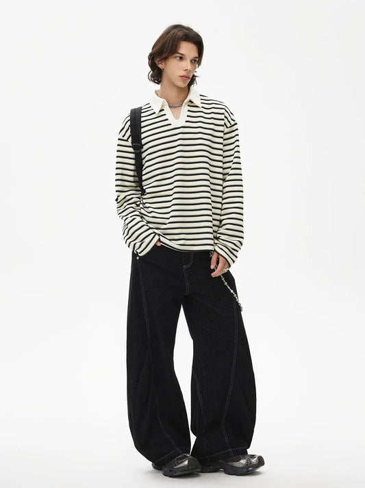 RT No. 50133 KNITWEAR STRIPED COLLAR LONGSLEEVE