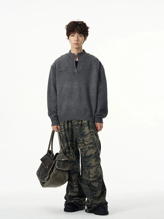 RT No. 18700 KNIT V-NECK COLLAR SWEATER