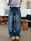 RT No. 19604 WASHED BLUE DENIM STRAIGHT JEANS