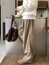 RT No. 12331 KHAKI BROWN PLEATED STRAIGHT PANTS