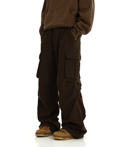 RT No. 10830 BROWN WIDE STRAIGHT CARGO PANTS