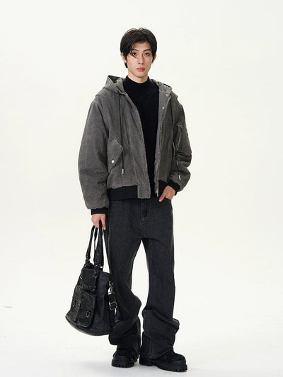 RT No. 11992 GRAY RECONSTRUCTED WORKWEAR ZIP-UP JK