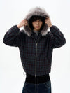 RT No. 32505 PLAID FUR ZIP HOODIE