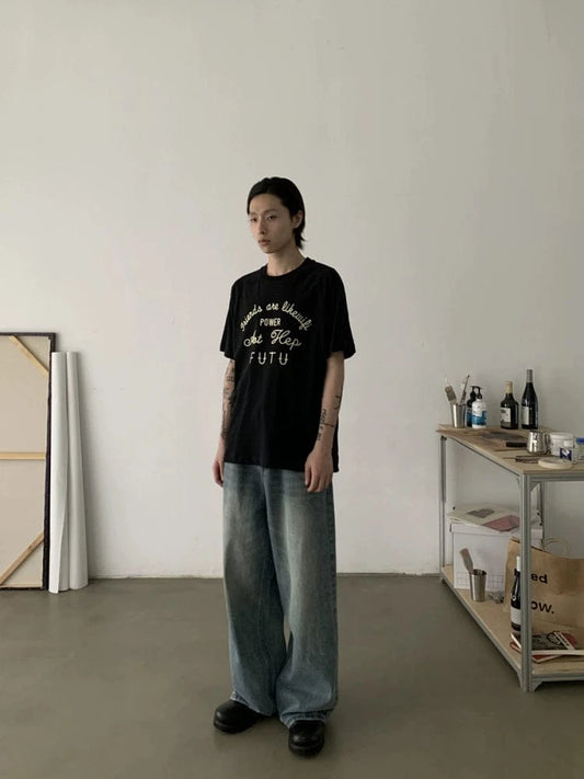 RT No. 18854 WASHED BLUE DENIM STRAIGHT JEANS