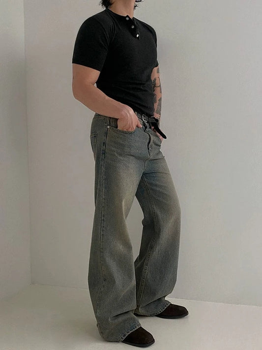 RT No. 18604 DARK GRAY HENRY COLLAR SHORT SLEEVE