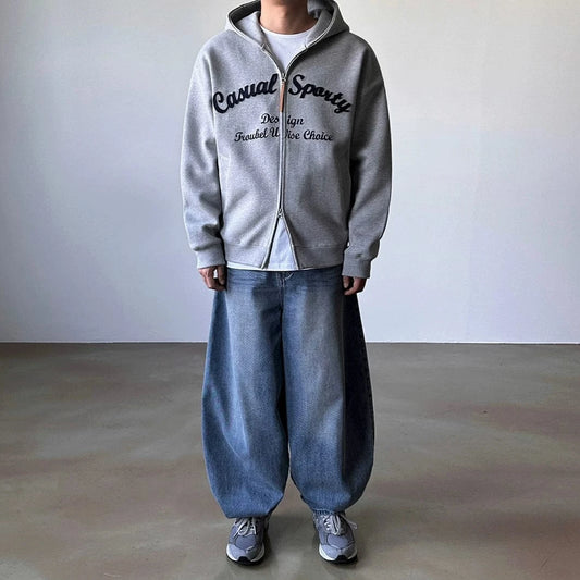 RT No. 25015 EMBROIDERED CURSIVE ZIP HOODIE